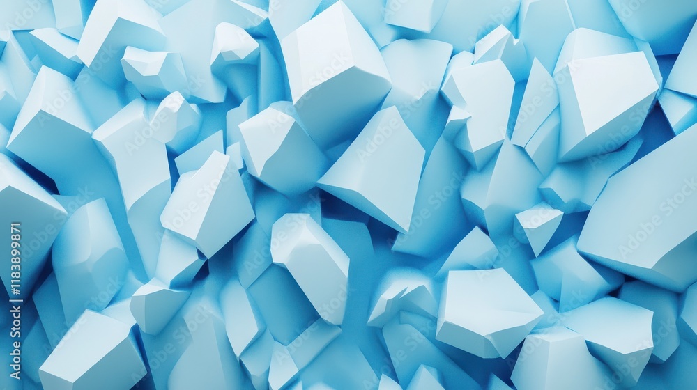 Poster digital blue geometric figures at abstract technology background. 3d rendering