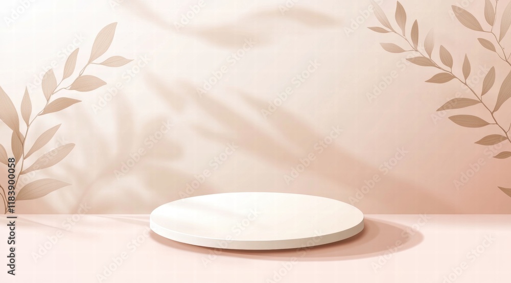 Poster a minimalist podium scene with a soft pastel background, featuring an empty circular platform f