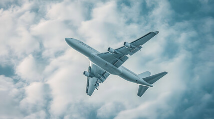 Obraz premium Airplane ascending cloudy sky travel