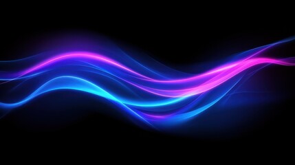 Fototapeta premium Blue and ultraviolet neon laser glowing curved wavy lines abstract background. Vector design