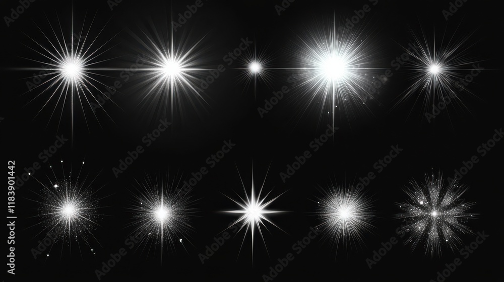 Aufkleber light effect. lens flares, glow light starburst effects with sparkles and rays. christmas design rad