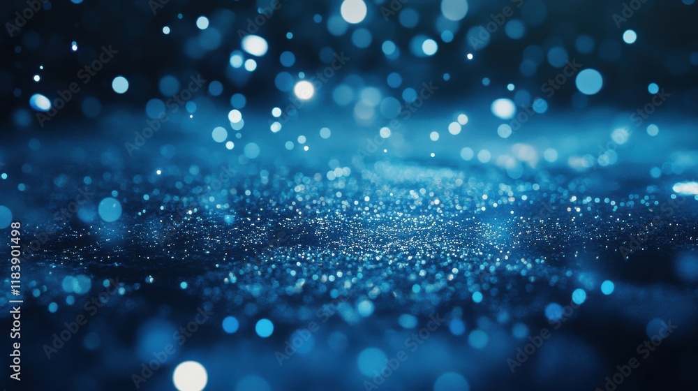 Poster abstract blue bubbles background with spot of bright light. 3d rendering