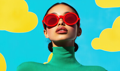 Vibrant Pop Art Fashion Portrait with Bold Colors and Retro Vibes