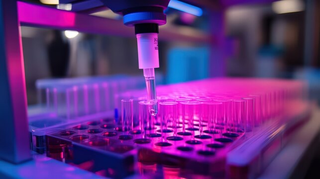 A biotechnology startup showcasing innovative solutions for medical diagnostics, with futuristic lab equipment on display.