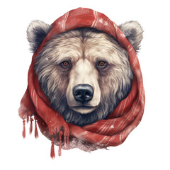 Bear with Scarf Clipart Vector Illustration