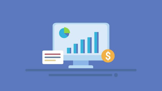 Business analytics, market research and competitor data report,4k animation video
