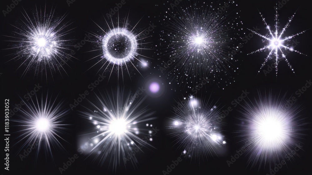 Poster light effect. lens flares, glow light starburst effects with sparkles and rays. christmas design rad
