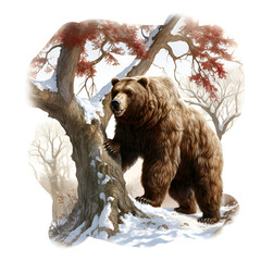 Bear with Scarf Clipart Vector Illustration
