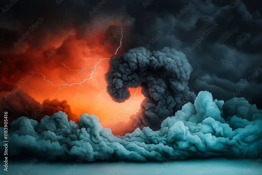 Poster captivating electric display with blinding bolts of lightning crashing through a foreboding tempestu