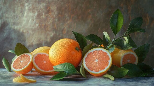 various citrus fruits and leaf