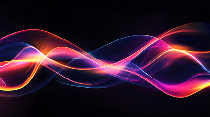 Abstract wave lights pattern on black background