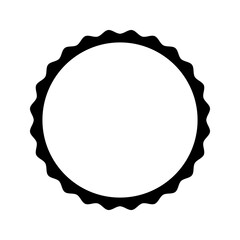 Wiggly circle frame. Round shape with wavy borders. Photo or picture vignette, mirror framing, empty text box or tag, design element for scrapbooking album. Vector graphic illustration.