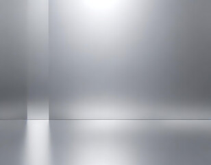A mirror-like silver metallic background.