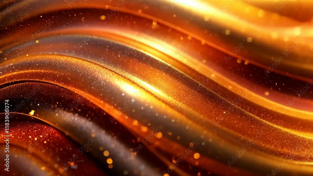 Poster elegant waves of shimmering gold and orange light create a mesmerizing visual experience in a dynami