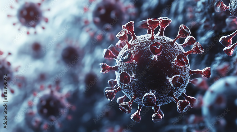 Poster an image of virus and virus particles
