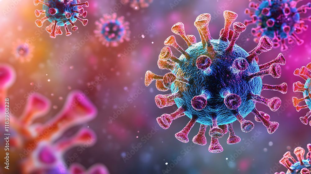 Poster an image of virus and virus particles