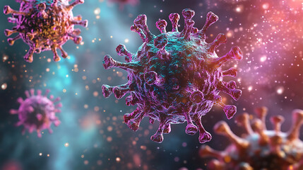 Fototapeta premium An image of virus and virus particles