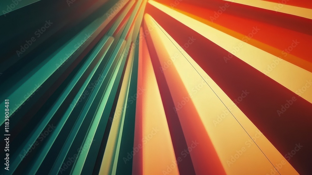 Poster abstract design, digital illustration - rays of light, vertical parallel lines with alternating colo