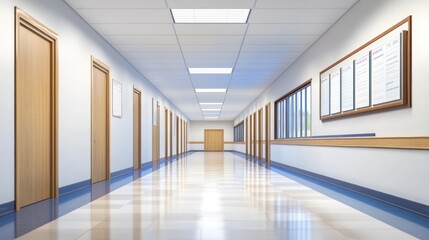 Long Hospital Corridor, Clean and Modern Interior Design