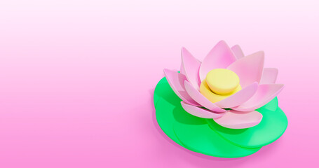 Lotus Flower 3D Cartoon Render Background