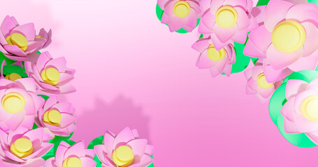 Lotus Flower 3D Cartoon Render Background