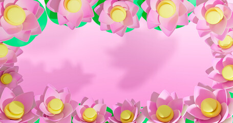 Lotus Flower 3D Cartoon Render Background