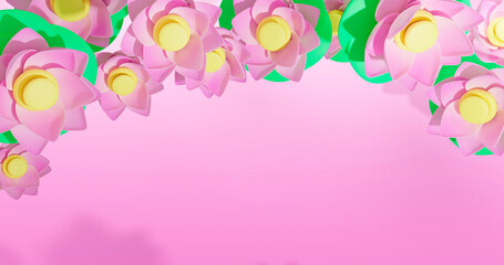 Lotus Flower 3D Cartoon Render Background