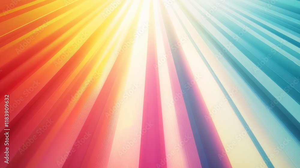 Poster abstract design, digital illustration - rays of light, vertical parallel lines with alternating colo