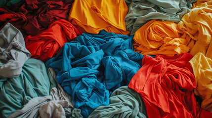 Obraz premium Colorful Pile of Soft Cotton Fabrics in Warm and Cool Tones