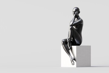Spend time thinking about beautiful sculptures. on a white background 3d