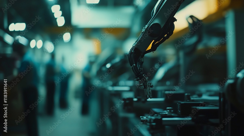 Aufkleber robotic arm working on an assembly line in a factory.
