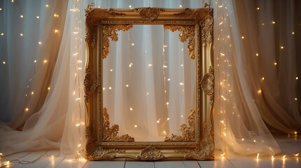 Elegant Gold Frame with Fairy Lights
