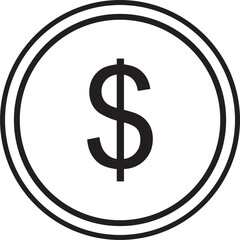Dollar Currency Money Sign in a Circle Icon. Vector Image.