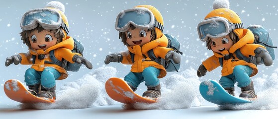 Fototapeta premium [winter sports photography photography composition sports] Anthropomorphic Animal Ski Squad Winter Wonderland