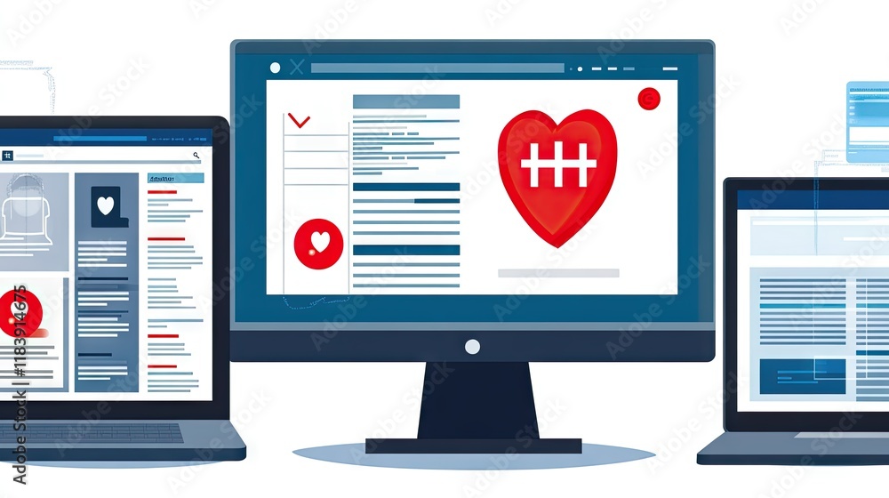 Poster responsive web design showcasing health information across multiple devices