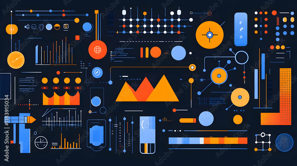 Aufkleber data visualization dashboard; analysis, futuristic background