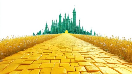 Yellow Brick Road Leading to Emerald City: A Whimsical Journey to the Magical Land of Oz