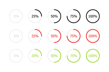 Loading bar set icons. Flat and silhouette style. Vector icons.