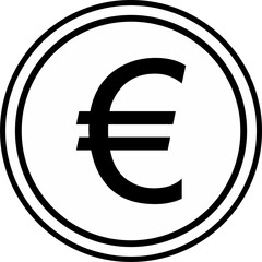Euro Currency Money Sign in a Circle Icon. Vector Image.