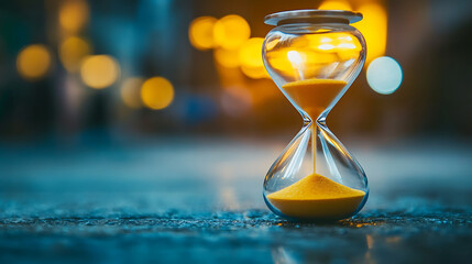 Hourglass image representing the measured and transitory nature of time in a variety of media and contexts