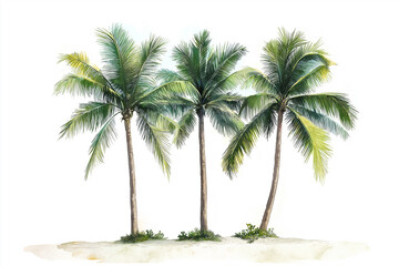 Obraz premium Palm trees illustration on white isolated background.