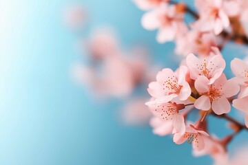 Beautiful Close-Up of Pink Sakura Flowers on Sky Blue Background