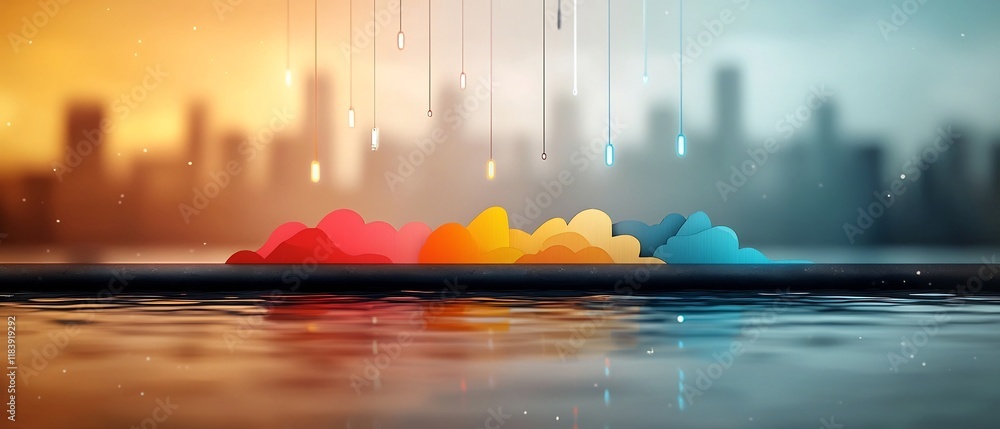 Poster captivating holographic display showcasing a mesmerizing array of kaleidoscopic rainbow colors prism