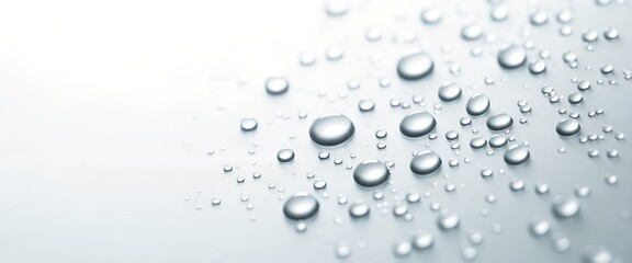 Water droplets on a smooth surface.  Close-up macro shot showcasing the texture and reflection of light.