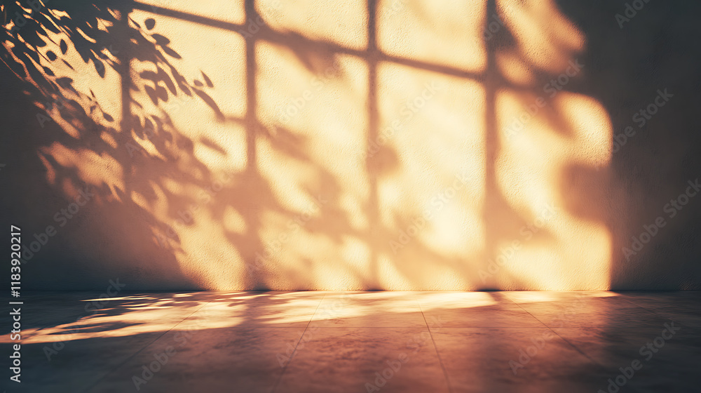 Aufkleber realistic abstract shadow on the wall with warm filter