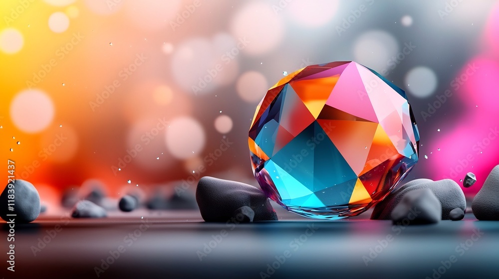 Poster captivating holographic design with a spectrum of enchanting iridescent hues shimmering surface that