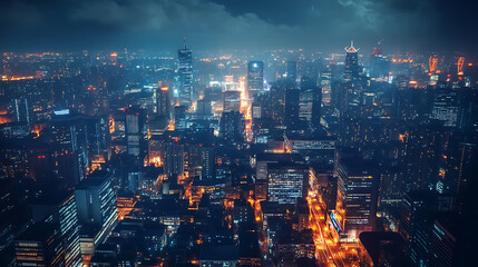 The idea of a connected city at night