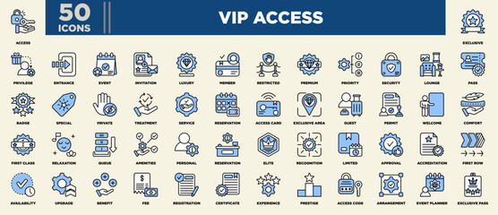 VIP Access Icon Set Blue Black