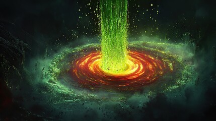 **A glowing liquid column of suspended droplets