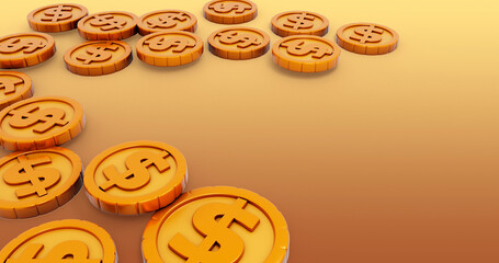 Coin 3D Cartoon Render Background